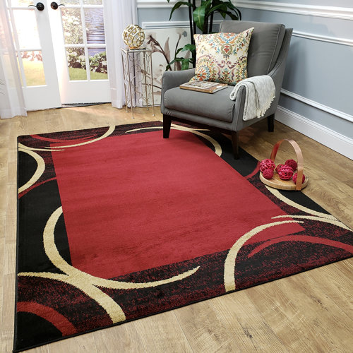 Ebern Designs Pasha Red/Black Area Rug & Reviews Wayfair.ca